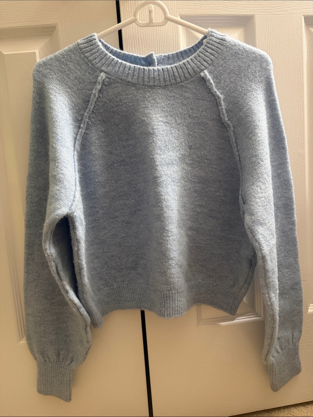 Zara Cozy Light Blue Women's Crewneck Sweater
